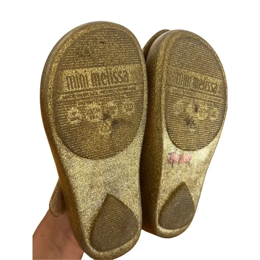 Mini Melissa‎ golden heart flats ballet shoes girls size 9